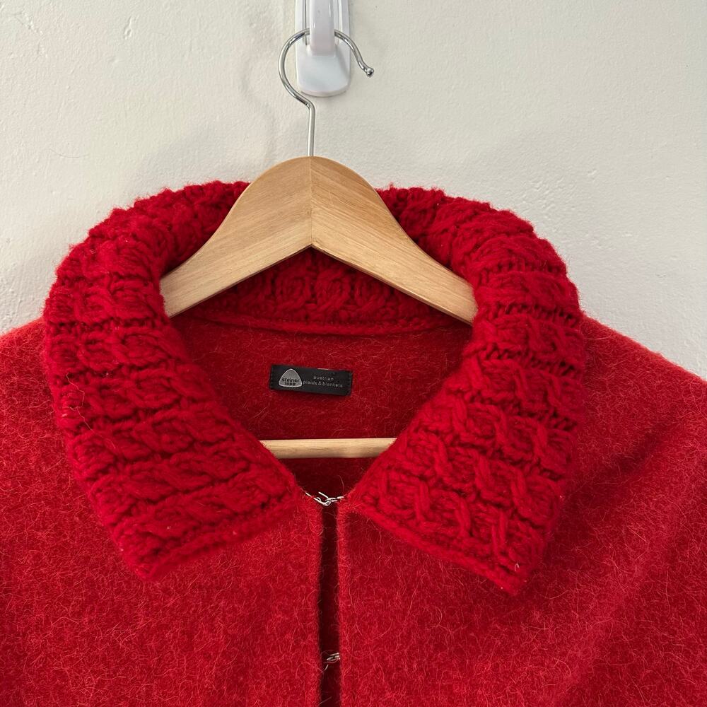 STEINER 1888 Austrian Poncho Cape‎ Alpaca Merino Wool Red One Size Holiday - Picture 2 of 9